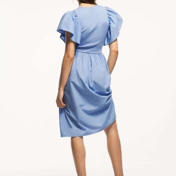 Zara Casual Style A-line Flared Plain Medium Elegant Style cotton - Picture 3 of 4